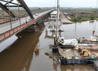 Nuevo Puente Carretero: continúa el pilotaje en el cauce del Río Salado y la estructura llega al 55 % de avance