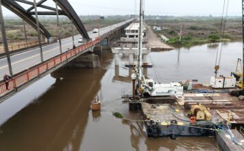 Nuevo Puente Carretero: continúa el pilotaje en el cauce del Río Salado y la estructura llega al 55 % de avance